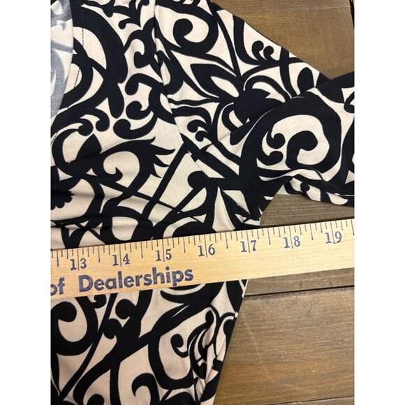 New York & Company Stretch Top S Black & Beige Long Sleeve Polyester/Spandex - Picture 6 of 6